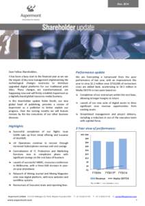 NovDear Fellow Shareholders, Performance update