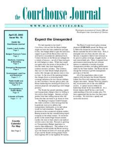 the  Courthouse Journal W W W.W A C O U N T I E S.O R G Washington Association of County Officials Washington State Association of Counties