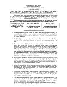 GOVERNMENT OF WEST BENGAL DIRECTORATE OF FORESTS OFFICE OF THE DIVISIONAL FOREST OFFICER KHARAGPUR DIVISION Auction Sale Notice No. D/06/Rev(CFC) of[removed]for sale of Depot Lots (CFC) of Kharagpur Division, P.O. Hijli 