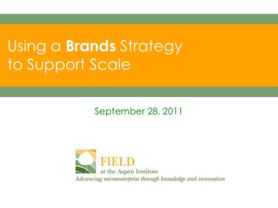 Using a Brands Strategy to Support Scale September 28, 2011 A brief note on technology Tech Support