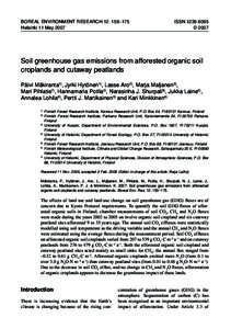 Boreal Environment Research 12: 159–175	ISSNHelsinki 11 May 2007	 © 2007 Soil greenhouse gas emissions from afforested organic soil croplands and cutaway peatlands