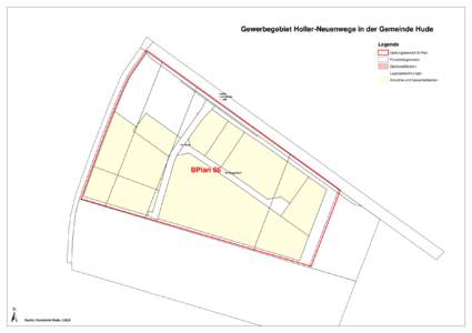 Gewerbegebiet Holler-Neuenwege in der Gemeinde Hude Legende Geltungsbereich B-Plan Flurstücksgrenzen Gebäudeflächen Lagebezeichnungen