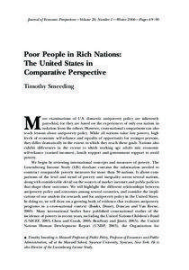 Journal of Economic Perspectives—Volume 20, Number 1—Winter 2006 —Pages 69 –90  Poor People in Rich Nations: