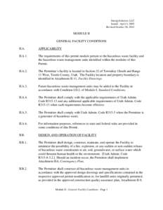 EnergySolutions LLC Issued - April 4, 2003 Revised-October 30, 2014 MODULE II GENERAL FACILITY CONDITIONS