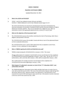 LOCUS / CALOCUS Questions and Answers (Q&A) Updated December 23, 2013 Q: