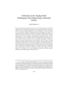 Federal Arbitration Act / Southland Corp. v. Keating / Circuit City Stores /  Inc. v. Adams / Gilmer v. Interstate/Johnson Lane Corp. / Arbitral tribunal / Class action / Discover Bank v. Superior Court / Arbitration case law in the United States / International arbitration / Law / Arbitration / Arbitration in the United States