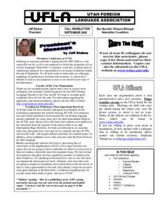 Jeff Stokes President FALL NEWSLETTER SEPTEMBER 2005