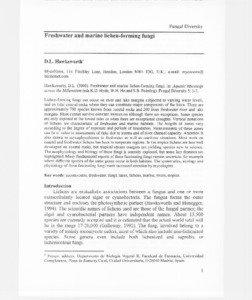 Fungal Diversity  Freshwater and marine lichen-forming fungi