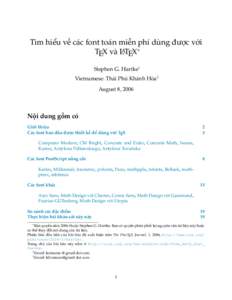 Tìm hiểu về các font toán miễn phí dùng được với TEX và LATEX∗ Stephen G. Hartke† Vietnamese: Thái Phú Khánh Hòa‡ August 8, 2006