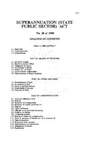 287  SUPERANNUATION (STATE PUBLIC SECTOR) ACT No. 20 of 1990 ANALYSIS OF CONTENTS