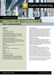 Curtin Business School  master of commerce supply chain management CRICOS code 078409G