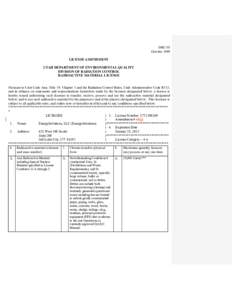 DRC-03 October 1989 LICENSE AMENDMENT UTAH DEPARTMENT OF ENVIRONMENTAL QUALITY DIVISION OF RADIATION CONTROL RADIOACTIVE MATERIAL LICENSE