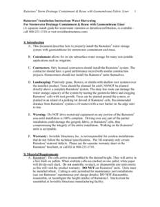 Rainstore3 Storm Drainage Containment & Reuse with Geomembrane Fabric Liner  1 Rainstore3 Installation Instructions Water Harvesting For Stormwater Drainage Containment & Reuse with Geomembrane Liner
