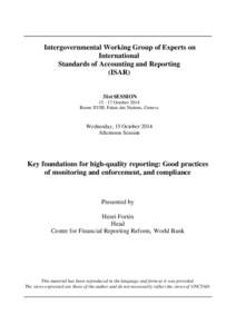 Intergovernmental Working Group of Experts on International Standards of Accounting and Reporting (ISAR)  31st SESSION