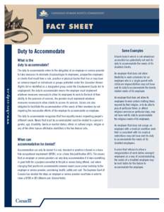 FACT SHEET  Duty to Accommodate w w w. c h rc - c c d p . c a