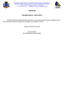 PREFEITURA MUNICIPAL DA ESTÂNCIA BALNEÁRIA DE ILHABELA R. Prefeito Mariano Procópio de Araújo Carvalho, 86 – Perequê – CEPEstado de São Paulo – Brasil – Fone/FaxCNPJ