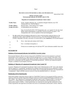 Region 3 RCRA Corrective Action Environmental Indicator for Owner-Koppers Industries, Inc, GW_WVD003080959