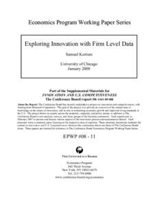 Exploring Innovation with Firm Level Data