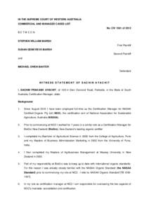 IN THE SUPREME COURT OF WESTERN AUSTRALIA COMMERCIAL AND MANAGED CASES LIST No. CIV 1561 of 2012 BETWEEN  STEPHEN WILLIAM MARSH