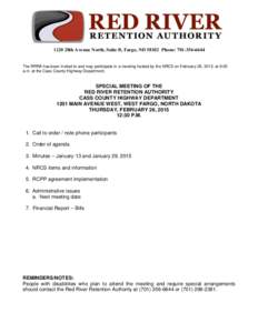 1120 28th Avenue North, Suite B, Fargo, NDPhone: The RRRA has been invited to and may participate in a meeting hosted by the NRCS on February 26, 2015, at 9:00 a.m. at the Cass County Highway Departm