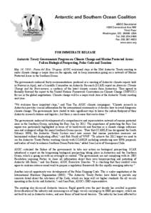 Antarctic and Southern Ocean Coalition ASOC Secretariat 1630 Connecticut Ave NW Third Floor Washington, DC[removed]USA Tel: [removed]