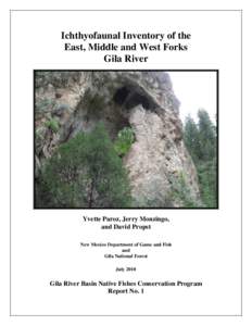 Ichthyofaunal Inventory of the East, Middle and West Forks Gila River Yvette Paroz, Jerry Monzingo, and David Propst