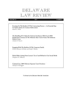 DELAWARE LAW REVIEW VOLUME[removed]