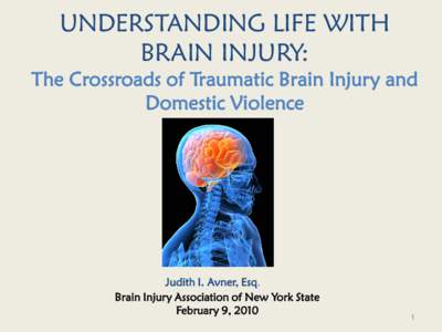 UNDERSTANDING LIFE WITH BRAIN INJURY: The Crossroads of Traumatic Brain Injury and Domestic Violence  Judith I. Avner, Esq.