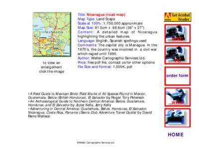 to view an enlargement click the image Title: Nicaragua (road map) Map Type: Land Scape