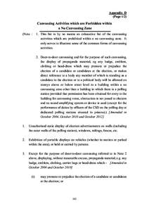 Appendix D (Page 1/2) Canvassing Activities which are Forbidden within a No Canvassing Zone (Note :