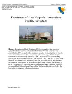 STATE OF CALIFORNIA — DEPARTMENT OF STATE HOSPITALS  EDMUND G. BROWN JR., GOVERNOR DEPARTMENT OF STATE HOSPITALS- ATASCADERO[removed]El Camino Real