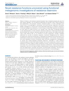 REVIEW ARTICLE published: 07 June 2013 doi: fmicbNovel resistance functions uncovered using functional metagenomic investigations of resistance reservoirs