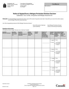 Notice of Appeal from a Refugee Protection Division Decision Form