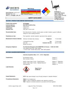 XX Sagger Ball Clay Material Safety Data Sheet