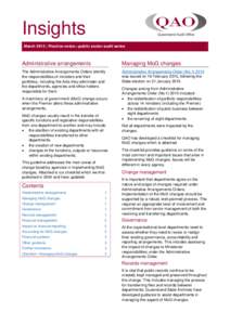 Insights March 2015 | Practice notes—public sector audit series Administrative arrangements  Managing MoG changes