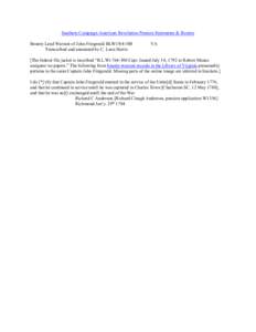 Southern Campaign American Revolution Pension Statements & Rosters Bounty Land Warrant of John Fitzgerald BLWt764-300 Transcribed and annotated by C. Leon Harris VA