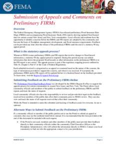 Submission of Appeals and Comments on Preliminary FIRMs