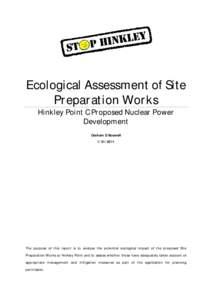 Ecological Assessment of Site Preparation Works Hinkley Point C Proposed Nuclear Power Development Graham D Boswell