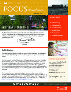 FOCUS Newsletter  JANUARY 2013 IN THIS ISSUE •	 Public Hearings