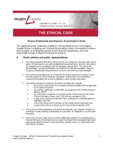 IMAGINE CANADA DONOR, FUNDRAISING AND FINANCIAL PRACTICE CODE