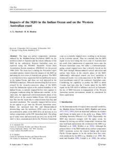 Clim Dyn DOI[removed]s00382[removed]Impacts of the MJO in the Indian Ocean and on the Western Australian coast A. G. Marshall • H. H. Hendon