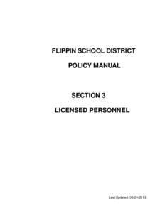 FLIPPIN SCHOOL DISTRICT POLICY MANUAL SECTION 3 LICENSED PERSONNEL