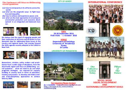 Academia / Government / Politics / Management / Engineering education / University of Peradeniya / Sustainable Development Goals / Social work / Sri Lanka / Poverty / Non-governmental organization / Empowerment