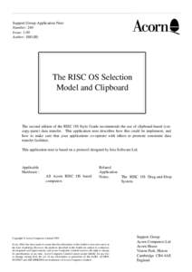 Support Group Application Note Number: 240 Issue: 1.00 Author: SH/(JB)  The RISC OS Selection
