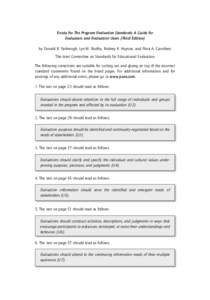 Errata for The Program Evaluation Standards: A Guide for Evaluators and Evaluation Users (Third Edition) by Donald B. Yarbrough, Lyn M. Shulha, Rodney K. Hopson, and Flora A. Caruthers The Joint Committee on Standards fo