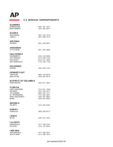 U.S. BUREAUS/CORRESPONDENTS ALABAMA BIRMINGHAM MONTGOMERY