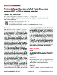 Research Highlight  Treatment of stage I lung cancer in high-risk and inoperable