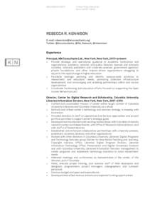 K|N CONSULTANTS  5 West 102nd Street 5A New York NYREBECCA R. KENNISON