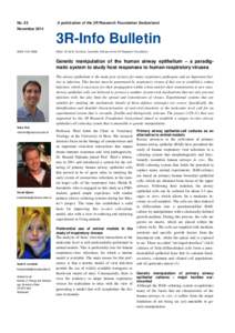 No. 53  A publication of the 3R Research Foundation Switzerland November 2014