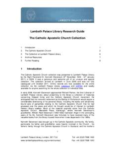 Lambeth Palace Library Research Guide The Catholic Apostolic Church Collection 1  Introduction